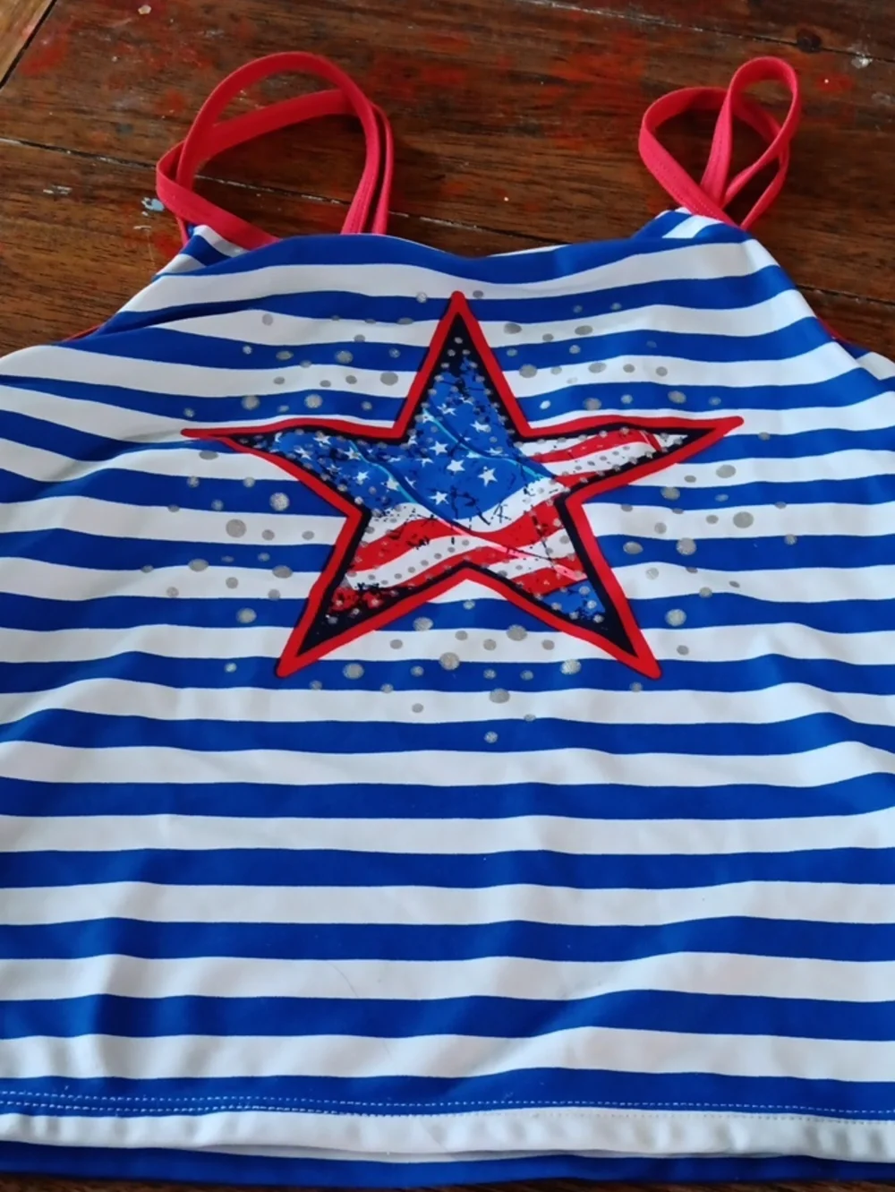 wonder nation Red & Blue Striped Star Tankini Set